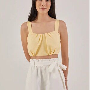 NWT Love Bonito Yellow Linen Padded Top Size 8